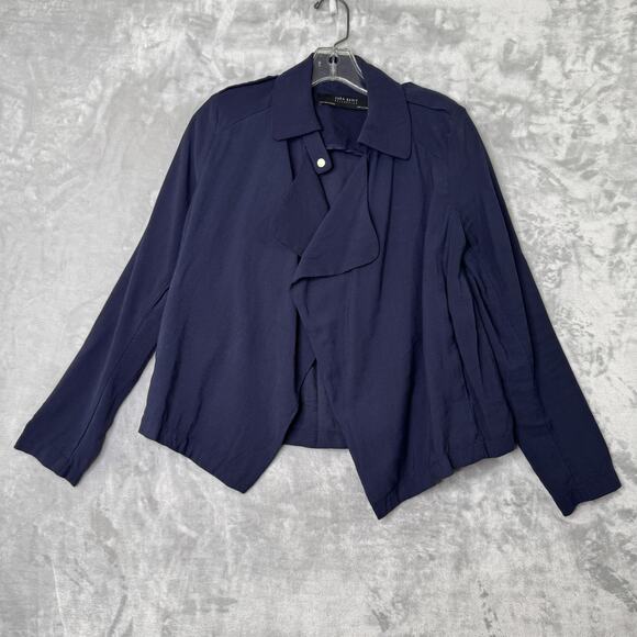 Zara Jackets & Blazers - Zara Basic Collection Jacket Womens Medium Waterfall Open Front Pockets Draped B